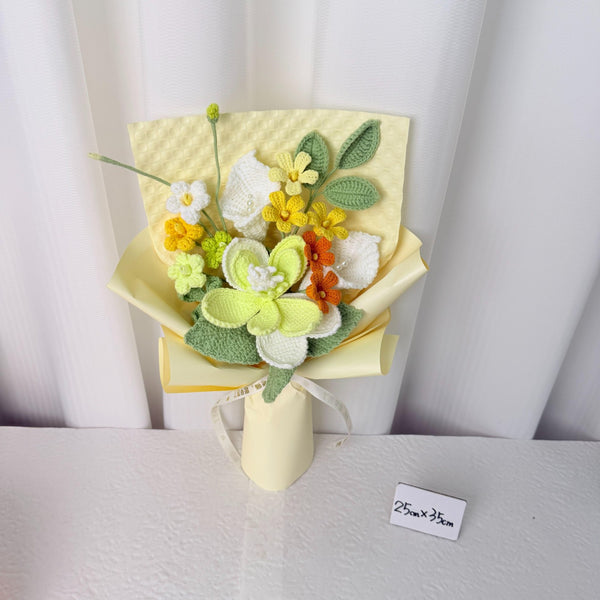 Cream & Green Mixed Crochet Bouquet