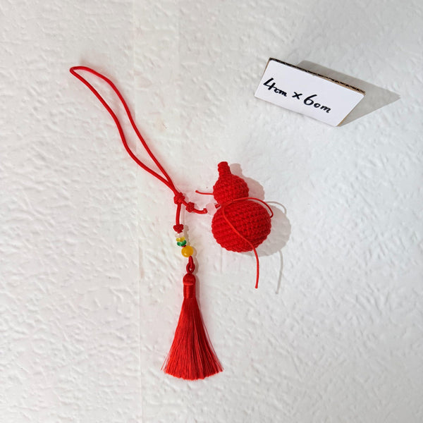 Red Gourd Crochet Tassel Charm