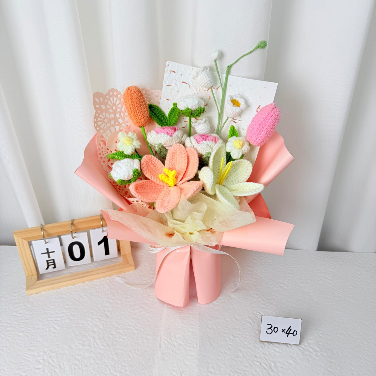 Pink Lily Mixed Crochet Bouquet
