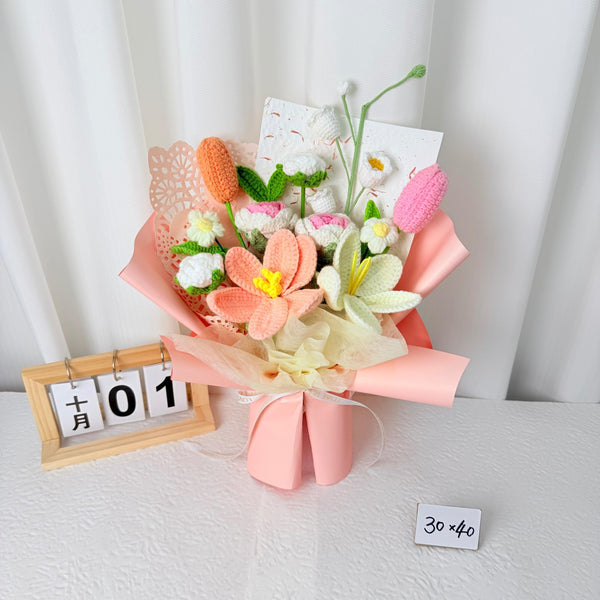 Pink Lily Mixed Crochet Bouquet