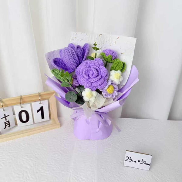 Small Purple Mixed Crochet Bouquet