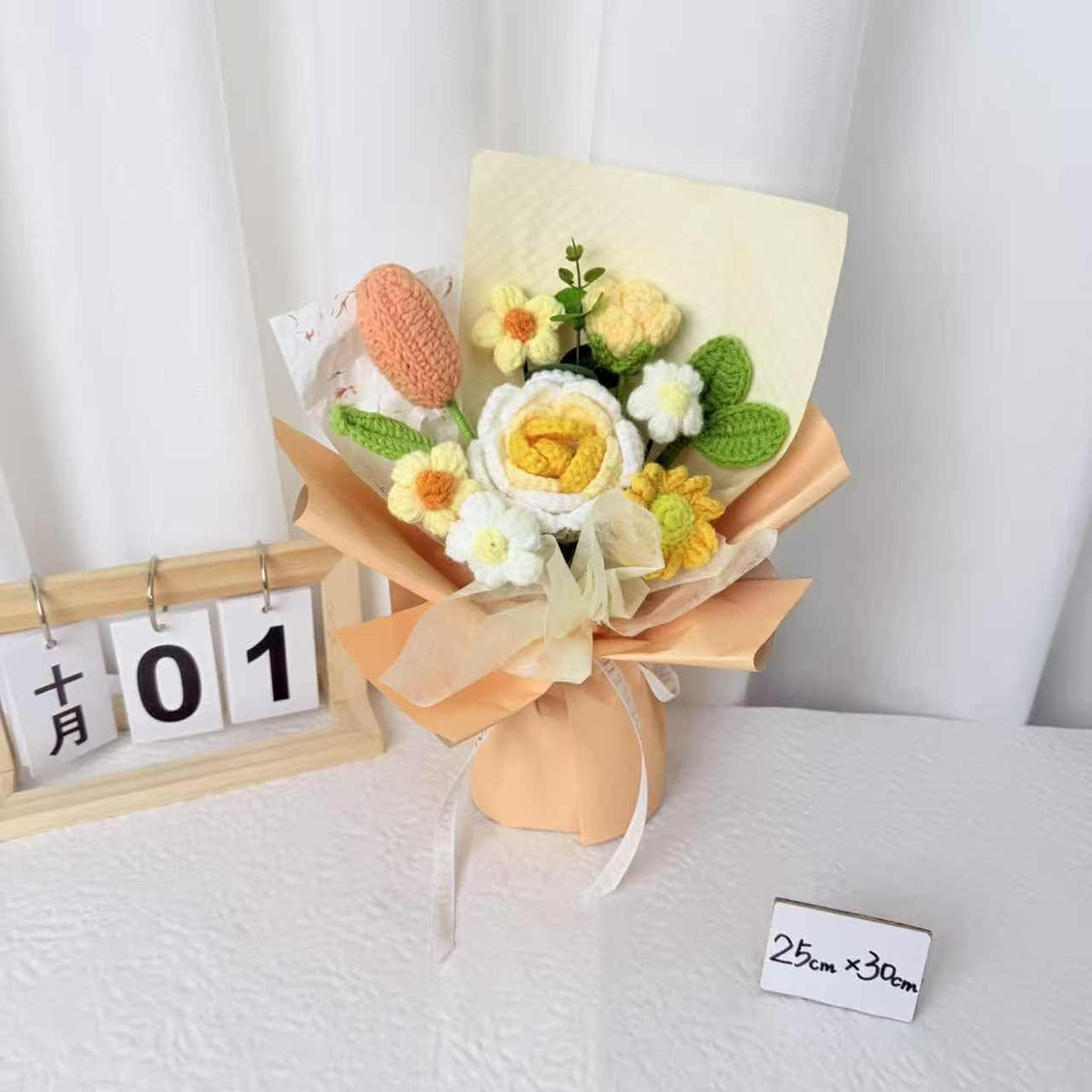 Small Cream Yellow Mixed Crochet Bouquet