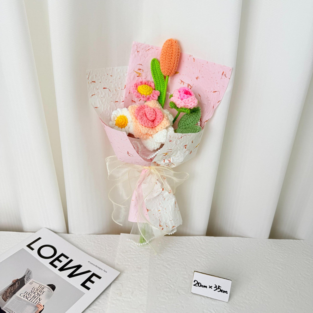 Pink & Orange Tulip Crochet Bouquet