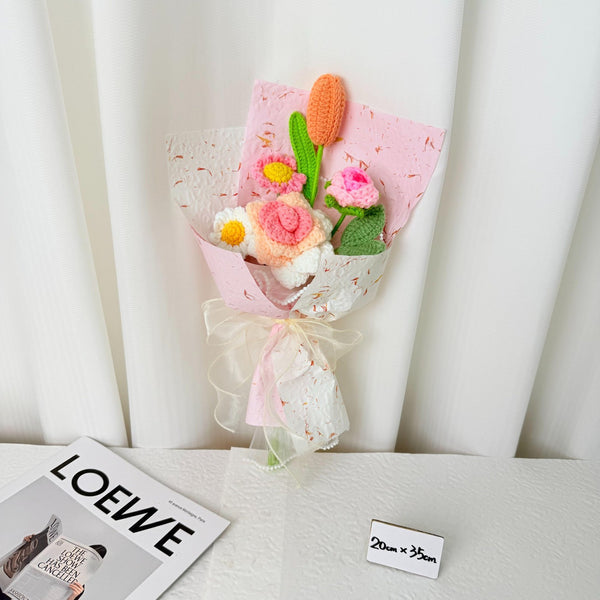 Pink & Orange Tulip Crochet Bouquet