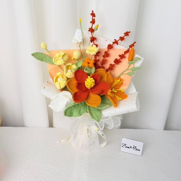 Warm Orange Mixed Crochet Bouquet