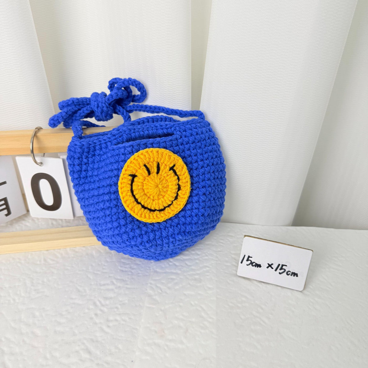 Blue Smiley Crochet Handbag