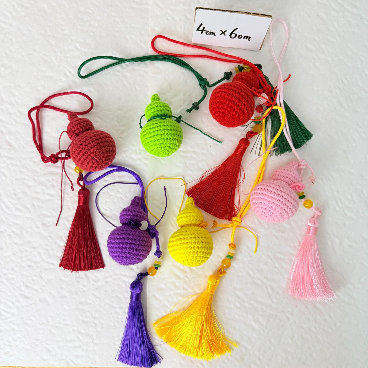 Red Gourd Crochet Tassel Charm