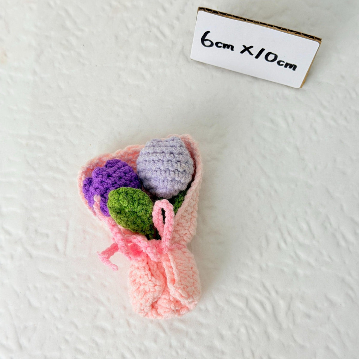 Purple & White Tulip Mini Crochet Bouquet
