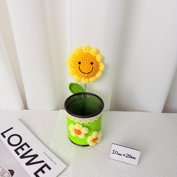 Smiley Crochet Flower in a Pot